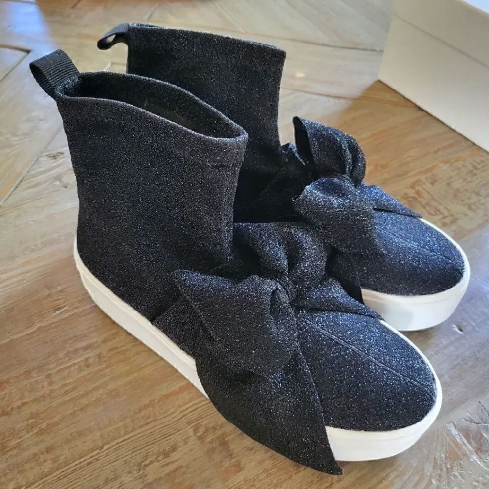 Apepazza Bow Glitter Booties Shoes 39 New